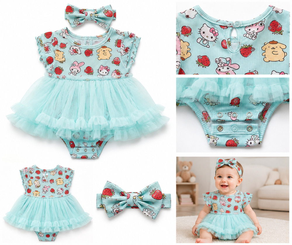 Hello Kitty & Friends Baby Tutu Bodysuit Dress with Matching Bow Headband